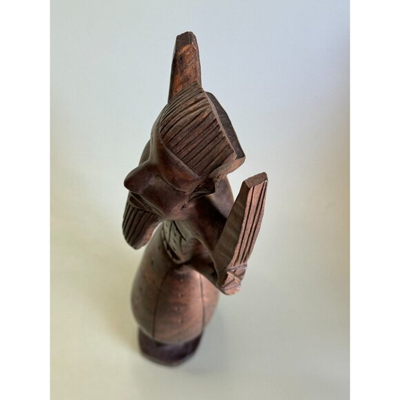 African Tribal Hand Carved Male Elder Winged Shoulder Ebony Wood Figurine Kenya - Picture 10 of 10